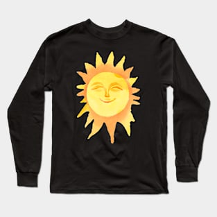 Cute Watercolor Smiling Sun Long Sleeve T-Shirt